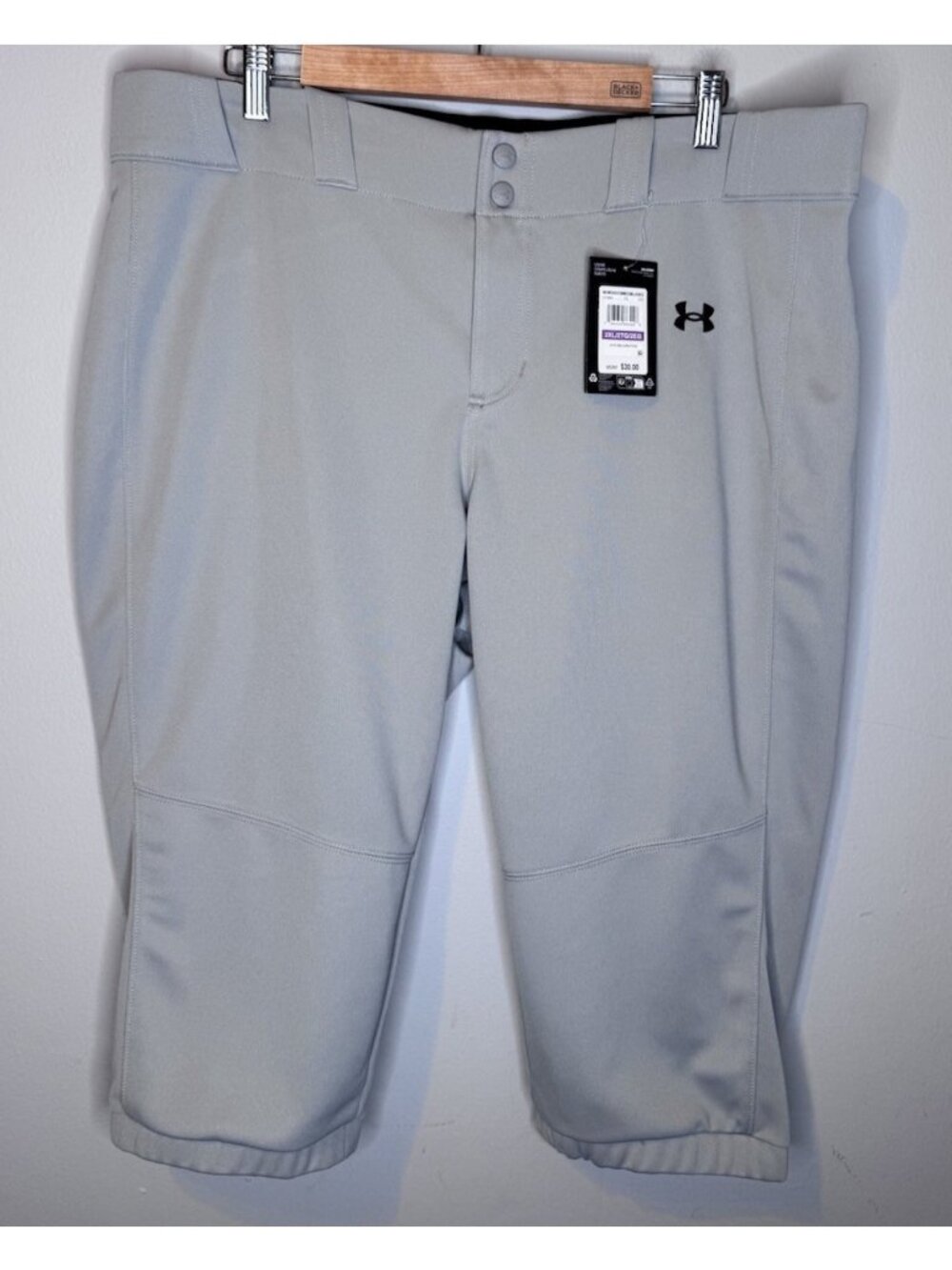 New Under Armour W Utility Softball Pants 2XL Grey Gray Loose Fit Stain Release